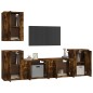Set di Mobili Porta TV 5 pz Rovere Fumo in Legno Multistrato Set di Mobili Porta TV 5 pz Rovere Fumo in Legno Multistrato