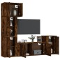 Set di Mobili Porta TV 5 pz Rovere Fumo in Legno Multistrato Set di Mobili Porta TV 5 pz Rovere Fumo in Legno Multistrato