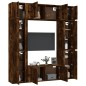 Set Mobili Porta TV 8 pz Rovere Fumo in Legno Multistrato Set Mobili Porta TV 8 pz Rovere Fumo in Legno Multistrato