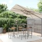 Set Bar Giardino 7pz Grigio Polyrattan e Legno Massello Acacia Set Bar Giardino 7pz Grigio Polyrattan e Legno Massello Acacia