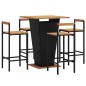 Set Bar Giardino 5 pz Nero Polyrattan e Legno Massello Acacia