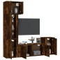Set di Mobili Porta TV 5 pz Rovere Fumo in Legno Multistrato Set di Mobili Porta TV 5 pz Rovere Fumo in Legno Multistrato