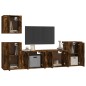 Set di Mobili Porta TV 5 pz Rovere Fumo in Legno Multistrato Set di Mobili Porta TV 5 pz Rovere Fumo in Legno Multistrato