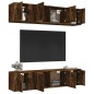 Set di Mobili Porta TV 6 pz Rovere Fumo in Legno Multistrato Set di Mobili Porta TV 6 pz Rovere Fumo in Legno Multistrato