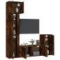 Set di Mobili Porta TV 5 pz Rovere Fumo in Legno Multistrato Set di Mobili Porta TV 5 pz Rovere Fumo in Legno Multistrato