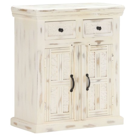 Credenza Bianca 65x30x75 cm in Legno Massello di Mango