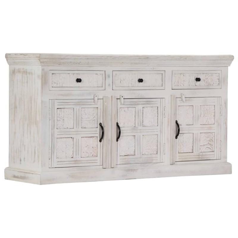 Credenza Bianca 140x40x74 cm in Legno Massello di Mango Credenza Bianca 140x40x74 cm in Legno Massello di Mango
