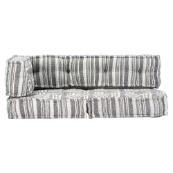 Pouf in Tessuto Grigio a Strisce