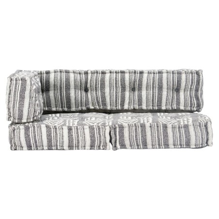 Pouf in Tessuto Grigio a Strisce