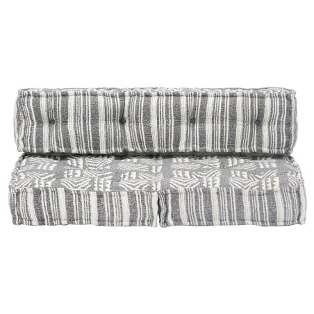 Pouf in Tessuto Grigio a Strisce