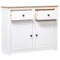 Credenza Bianca 93x40x80 cm in Legno Massello di Pino Panama Credenza Bianca 93x40x80 cm in Legno Massello di Pino Panama