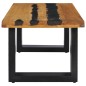 Tavolino da Caffè 100x50x40 cm in Massello Teak e Pietra Lavica Tavolino da Caffè 100x50x40 cm in Massello Teak e Pietra Lavica