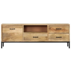 Mobile Porta TV 130x30x45 cm in Legno Massello di Mango