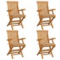 Sedie da Giardino con Cuscini Beige 4 pz Massello di Teak