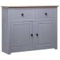 Credenza Grigia 93x40x80 cm in Legno Massello di Pino Panama Credenza Grigia 93x40x80 cm in Legno Massello di Pino Panama