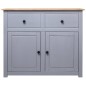 Credenza Grigia 93x40x80 cm in Legno Massello di Pino Panama Credenza Grigia 93x40x80 cm in Legno Massello di Pino Panama