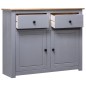 Credenza Grigia 93x40x80 cm in Legno Massello di Pino Panama Credenza Grigia 93x40x80 cm in Legno Massello di Pino Panama