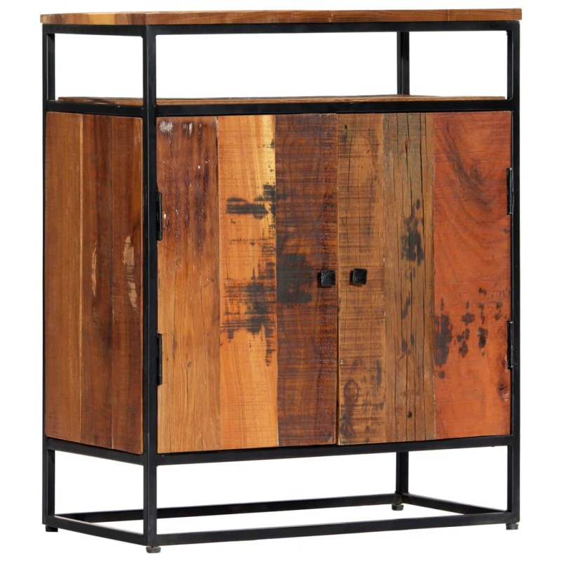 Credenza 60x35x76 cm in Legno Massello di Recupero e Acciaio Credenza 60x35x76 cm in Legno Massello di Recupero e Acciaio