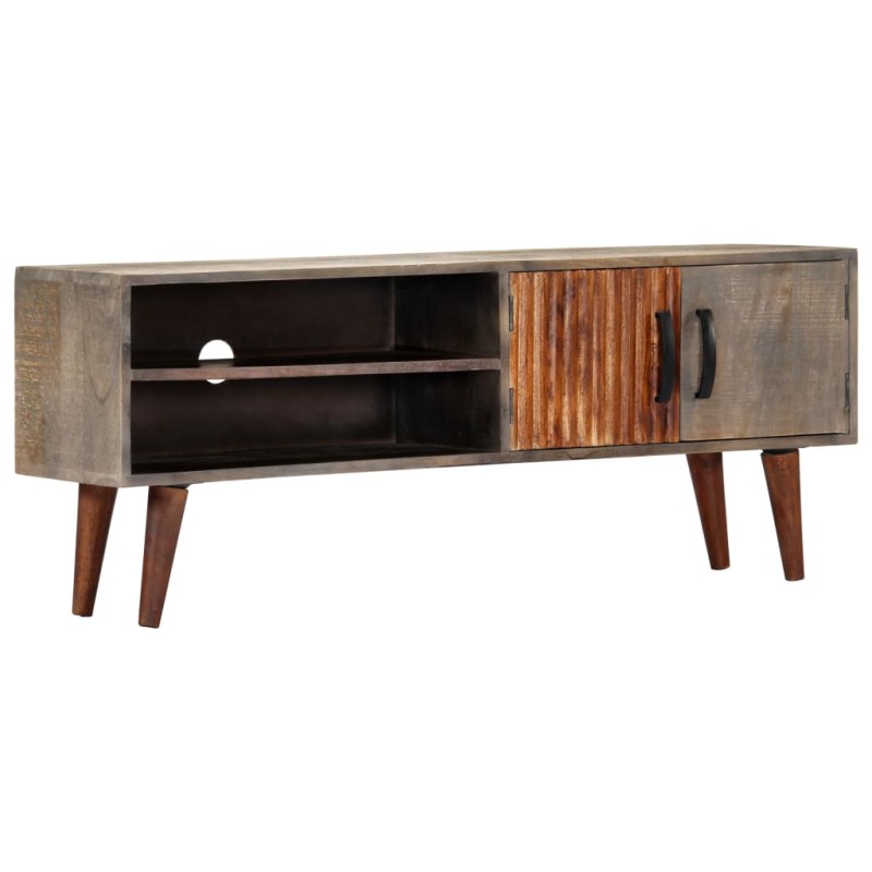 Mobile Porta TV Grigio 130x30x46 cm in Massello di Mango Grezzo Mobile Porta TV Grigio 130x30x46 cm in Massello di Mango Grezzo