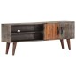 Mobile Porta TV Grigio 130x30x46 cm in Massello di Mango Grezzo Mobile Porta TV Grigio 130x30x46 cm in Massello di Mango Grezzo