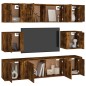 Set Mobili Porta TV 8 pz Rovere Fumo in Legno Multistrato