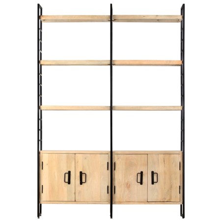 Libreria a 4 Livelli Legno Massello di Mango 124x30x180 cm