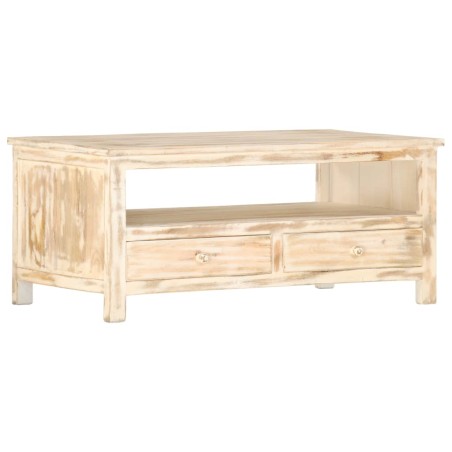 Tavolino da Caffè Bianco 90x50x40 cm in Legno Massello di Mango