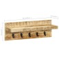 Appendiabiti a Muro 60x15x20 cm Legno Massello di Mango Grezzo Appendiabiti a Muro 60x15x20 cm Legno Massello di Mango Grezzo