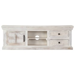 Mobile Porta TV Bianco 120x30x40 cm in Legno Massello di Mango