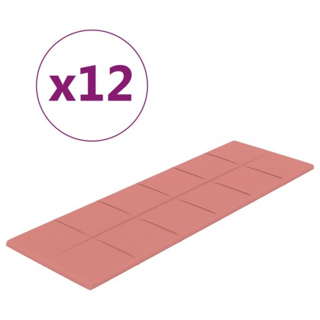 Pannelli Murali 12 pz Rosa 90x30 cm Velluto 3,24 m²