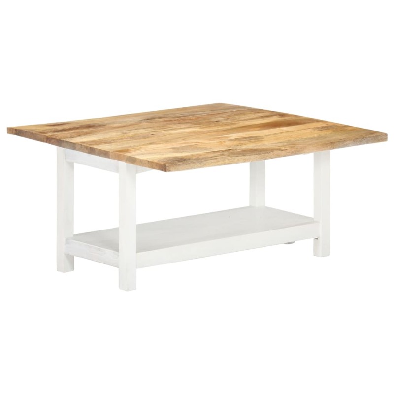 Tavolino Estensibile Bianco 90x(45-90)x45 cm in Legno di Mango Tavolino Estensibile Bianco 90x(45-90)x45 cm in Legno di Mango
