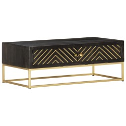 vidaXL Tavolino da Salotto Nero e Oro 90x50x35 cm in Massello di Mango