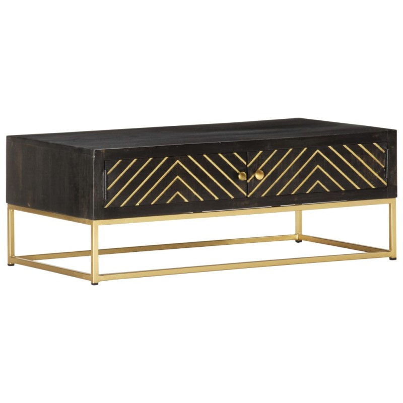 vidaXL Tavolino da Salotto Nero e Oro 90x50x35 cm in Massello di Mango vidaXL Tavolino da Salotto Nero e Oro 90x50x35 cm in Massello di Mango