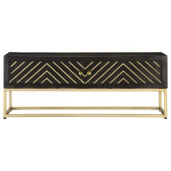 vidaXL Tavolino da Salotto Nero e Oro 90x50x35 cm in Massello di Mango