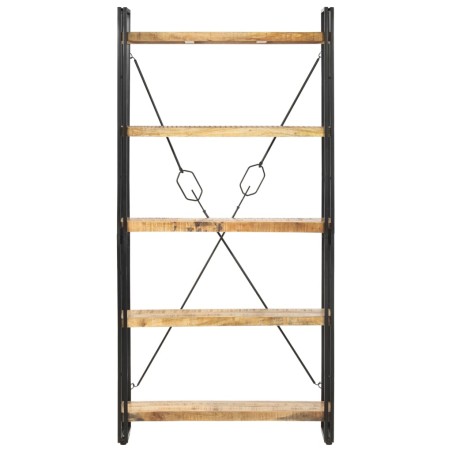 vidaXL Libreria a 5 Ripiani 90x30x180 cm in Legno Massello di Mango