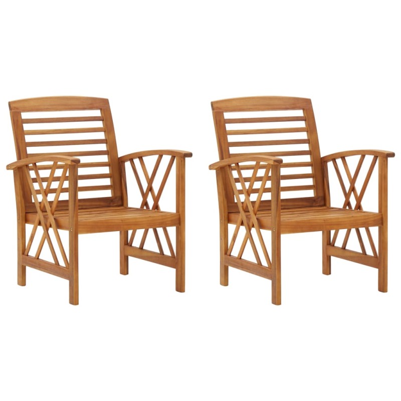 vidaXL Sedie da Giardino 2 pz in Legno Massello d'Acacia vidaXL Sedie da Giardino 2 pz in Legno Massello d'Acacia