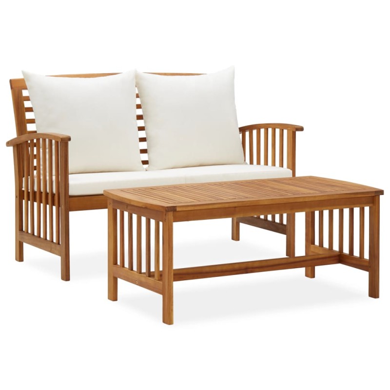 vidaXL Set Divani da Giardino 2 pz con Cuscini in Massello di Acacia vidaXL Set Divani da Giardino 2 pz con Cuscini in Massello di Acacia