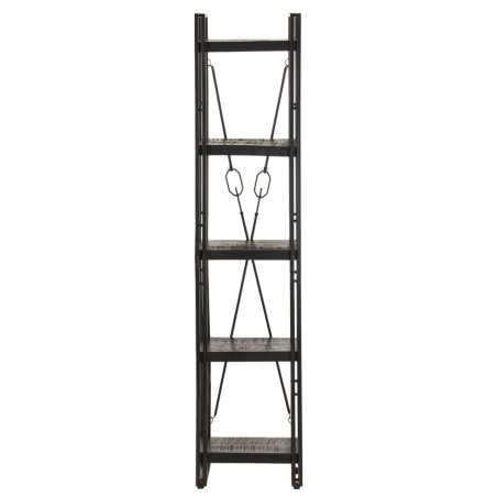 vidaXL Libreria a 5 Ripiani 40x30x180 cm Nero Legno Massello di Mango