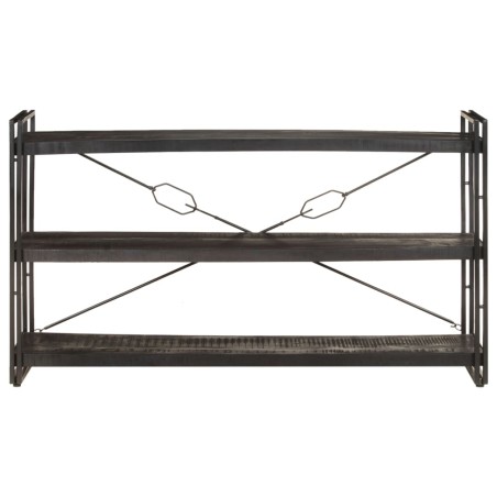 Libreria a 3 Ripiani 140x30x80 cm Nero Legno Massello di Mango