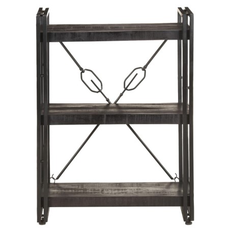 vidaXL Libreria a 3 Ripiani 60x30x80cm Nero in Legno Massello di Mango