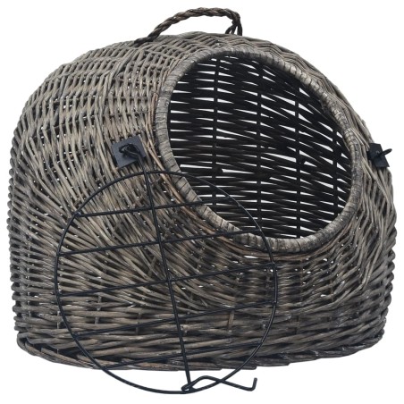 vidaXL Trasportino per Gatti Grigio 60x45x45 cm in Salice Naturale