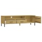 Mobile TV con Gambe Metallo Marrone Legno Massello di Pino OSLO Mobile TV con Gambe Metallo Marrone Legno Massello di Pino OSLO
