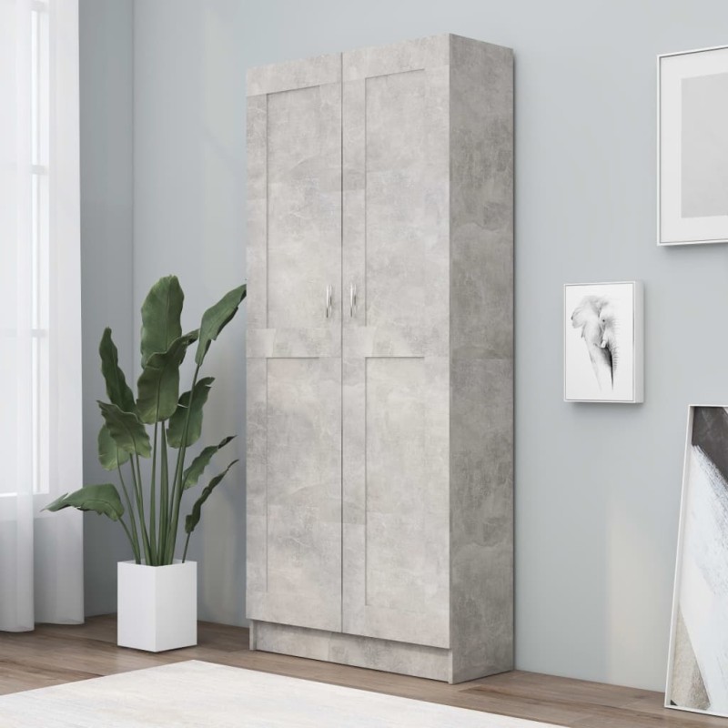 Libreria Grigio Cemento 82,5x30,5x185,5 cm in Truciolato Libreria Grigio Cemento 82,5x30,5x185,5 cm in Truciolato