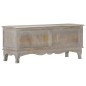 Cassa Portaoggetti Grigia 100x38x45 cm Legno Massello di Mango Cassa Portaoggetti Grigia 100x38x45 cm Legno Massello di Mango
