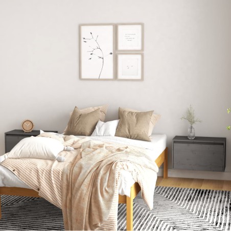 Pensili Grigi 2 pz 60x30x35 cm in Legno Massello di Pino