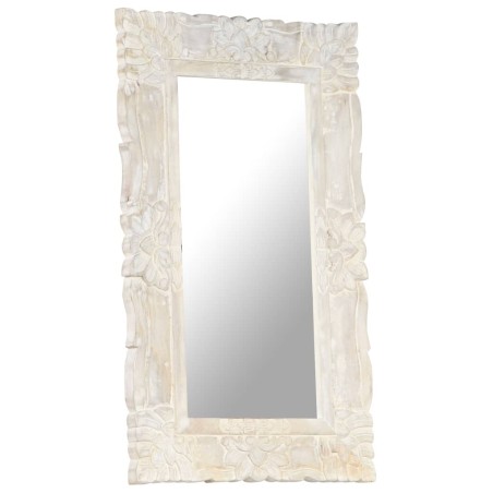 Specchio Bianco 80x50 cm in Legno Massello di Mango