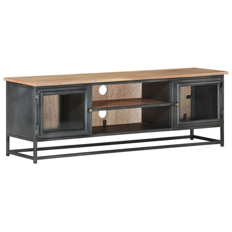 Mobile Porta TV Grigio 120x30x40cm Massello di Acacia e Acciaio Mobile Porta TV Grigio 120x30x40cm Massello di Acacia e Acciaio
