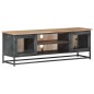 Mobile Porta TV Grigio 120x30x40cm Massello di Acacia e Acciaio Mobile Porta TV Grigio 120x30x40cm Massello di Acacia e Acciaio