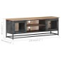 Mobile Porta TV Grigio 120x30x40cm Massello di Acacia e Acciaio Mobile Porta TV Grigio 120x30x40cm Massello di Acacia e Acciaio