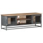 Mobile Porta TV Grigio 120x30x40cm Massello di Acacia e Acciaio Mobile Porta TV Grigio 120x30x40cm Massello di Acacia e Acciaio